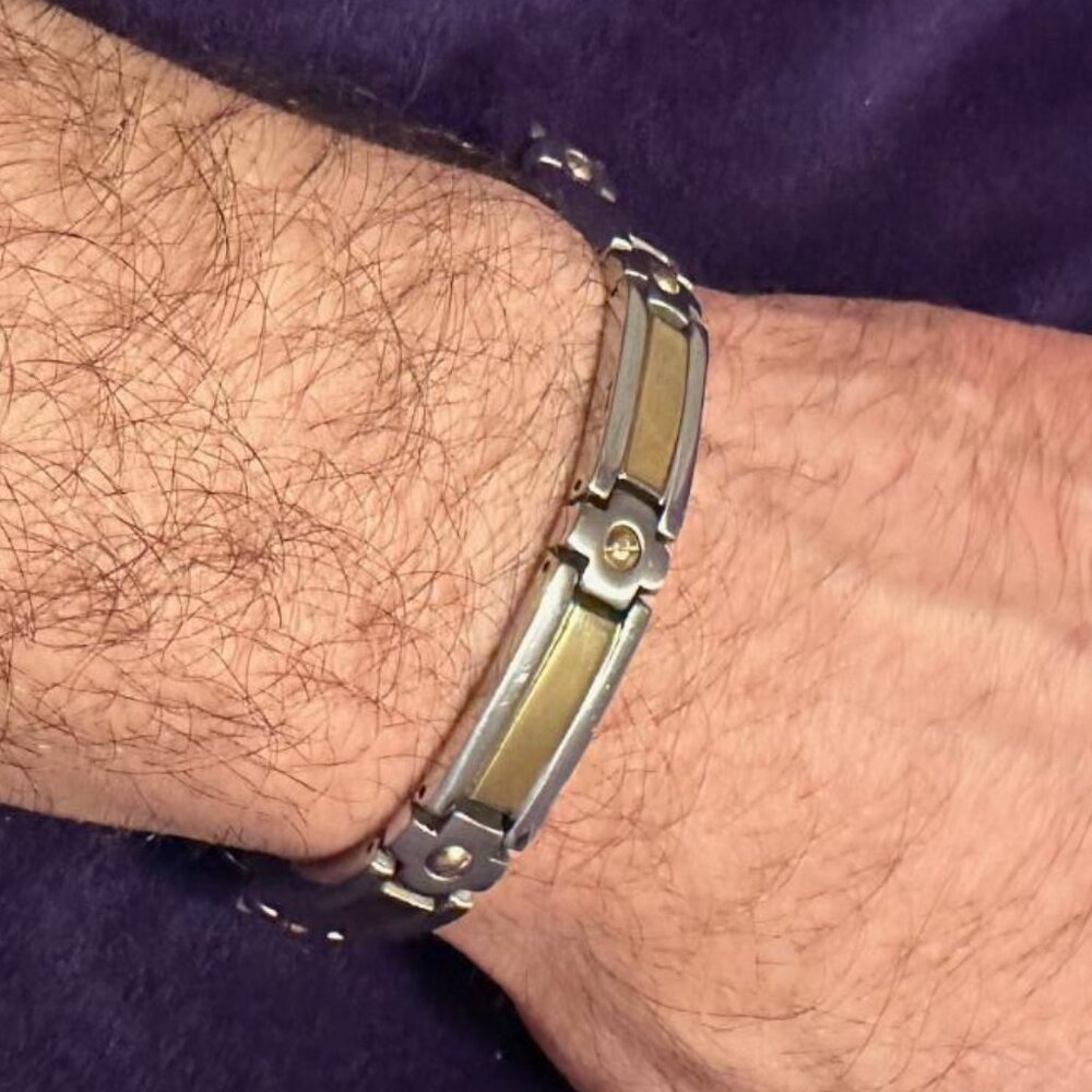Men's Stainless Steel bracelet with gold accents